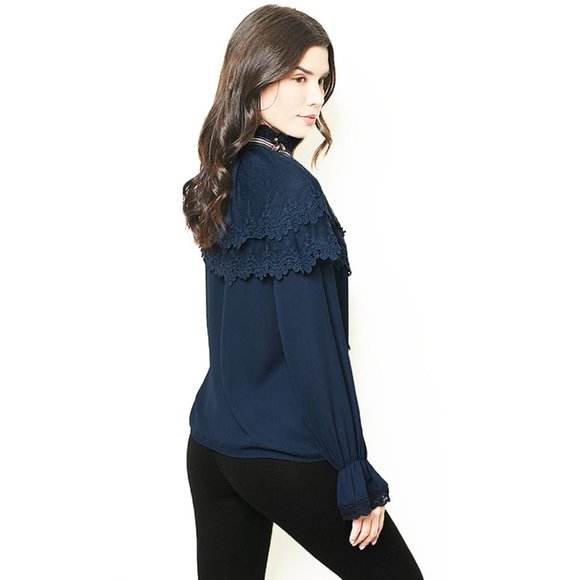 Victorian Crochet Lace Ribbon Bumblebee Pin Blouse - Picture 4 of 8